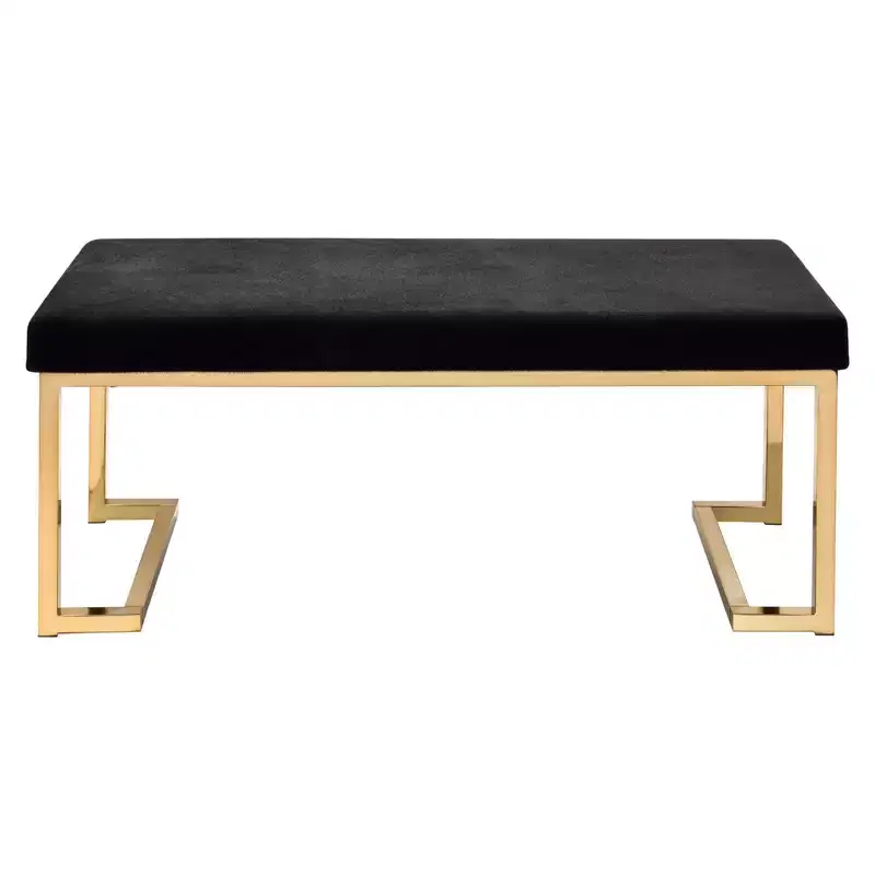 Royal Hampton Bench, Black Fabric & Gold