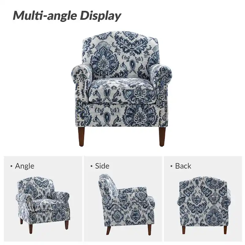 Giampiero Wooden Upholstery Armchair with Nailhead Trims by HULALA HOME