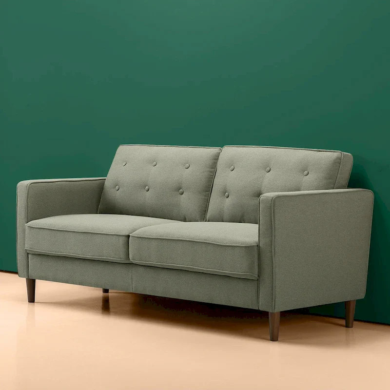 Pear Green Button Tufted 3-Seater Sofa