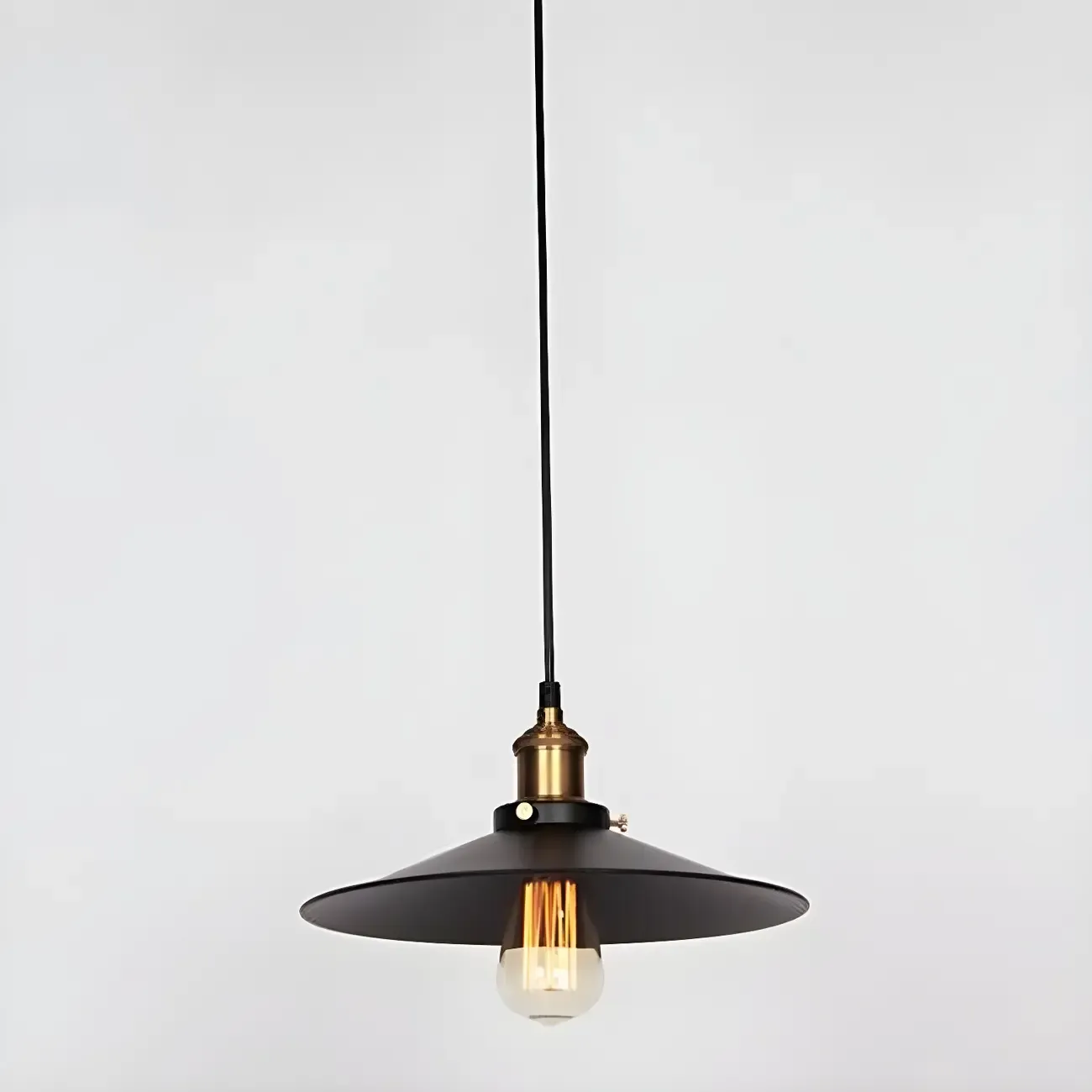 Industrial Black Metal Cone Hanging Pendant Light Fixture