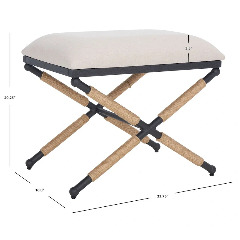 SAFAVIEH Couture Herlinde Hemp Wrapped Ottoman