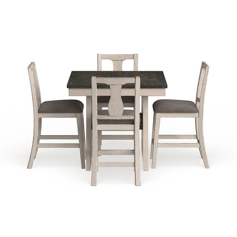 Merichleri Rustic Antique White Wood 5-Piece Counter Height Dining Set by Copper Grove