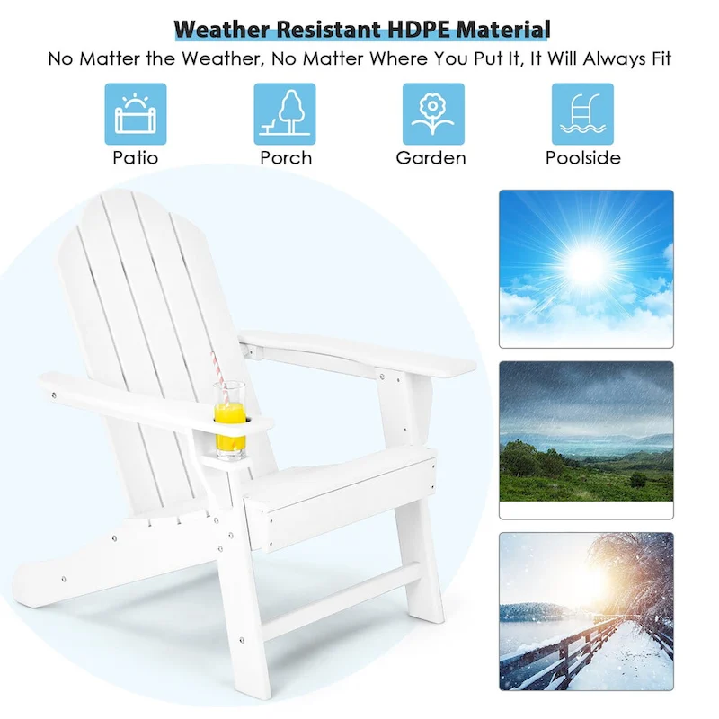 Costway 2PCS Patio Adirondack Chair Side Table Set Weather Resistant