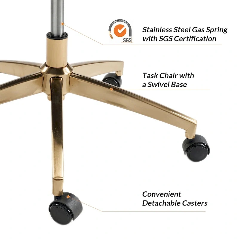 Mid-Century Modern Vegan Leather Office Chair - Swivel Tilting Ergonomic Desk Chair with Channel Tufted Design & Adjustable Height