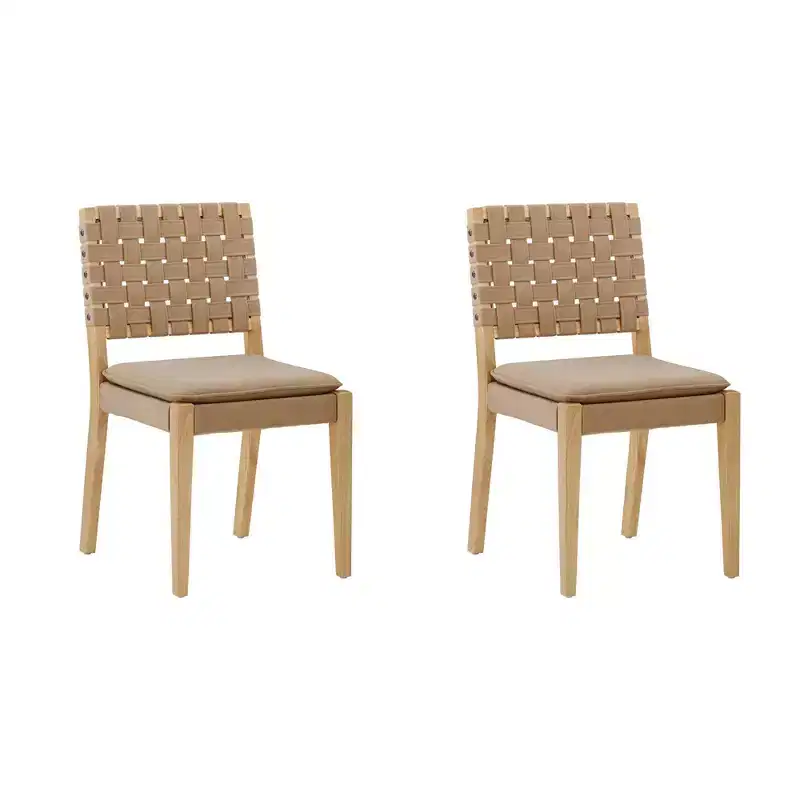 Nathan James Set of 2 Cohen Faux Leather Dining Chair Brown