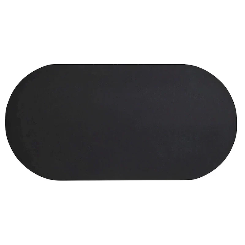 72 Oval Dining Table with Concrete-Effect Finish and Double Pedestal Base