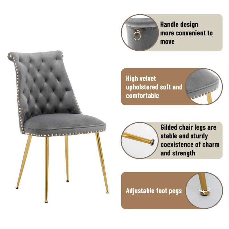 Clihome Modern Velvet Upholstered Featured Dining Chairs (Set of 2)