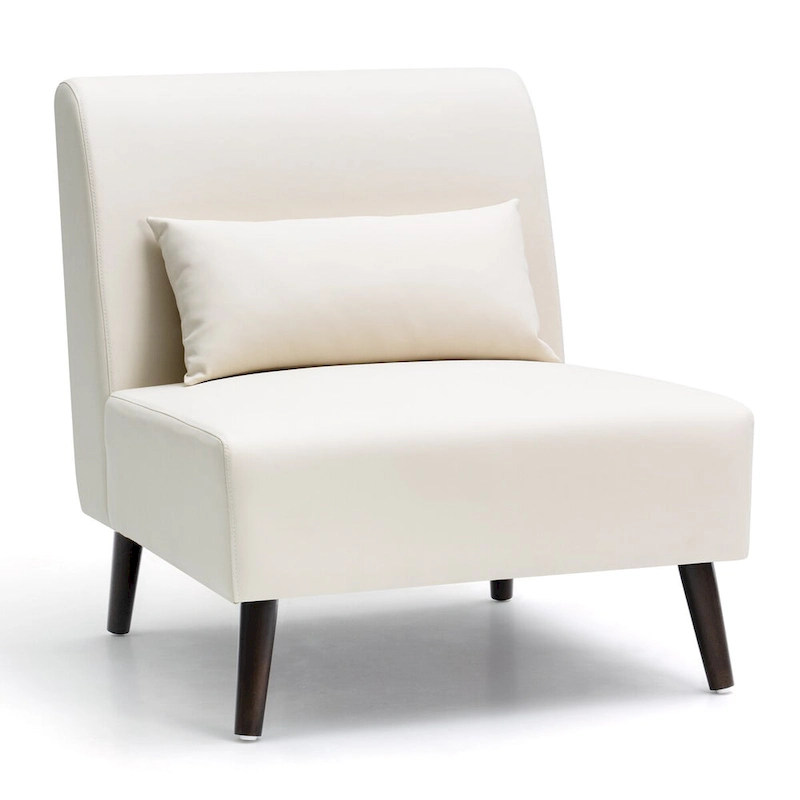 Accent Chair Upholstered Sofa Chair PU Faux Leather Wood Frame with Pillow - 28.74 W x 30.71 D x 31.50 H