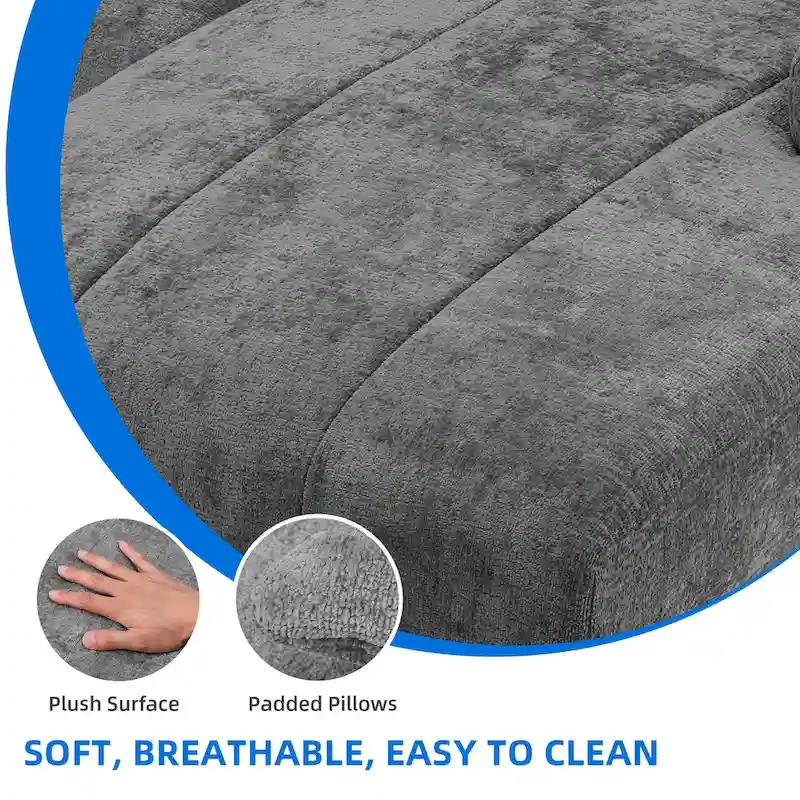 Moasis Sectional Couches U Shaped Sofa Chenille Modern Modular Couch - 45.6W x 106.3L x 26.7H