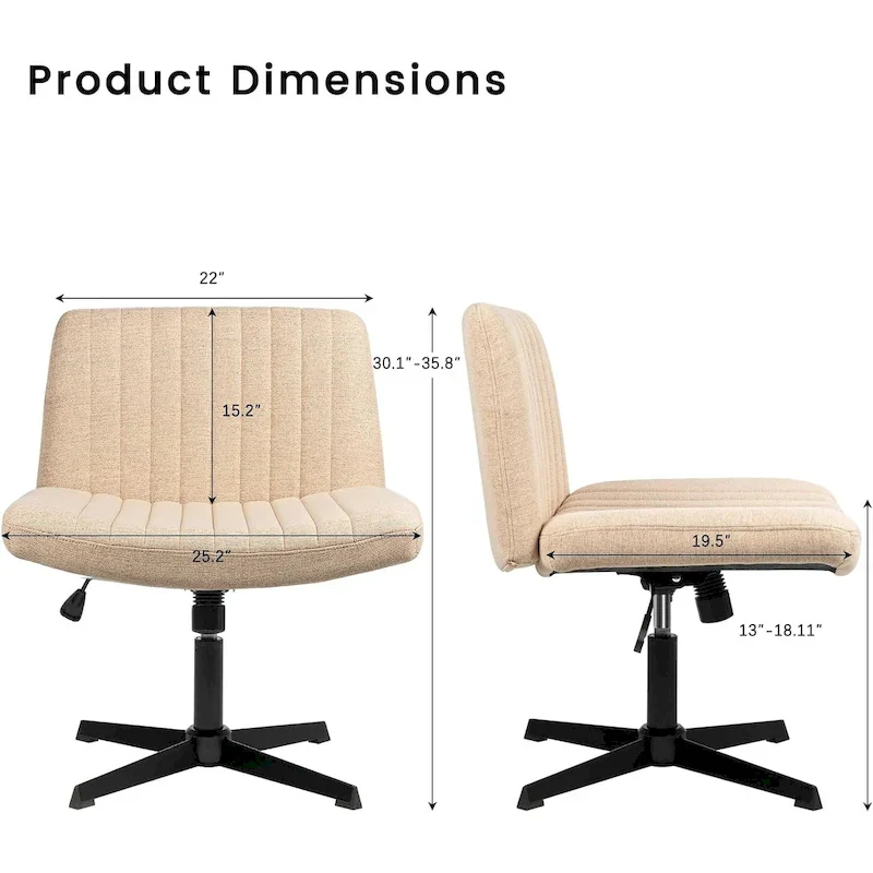 BOSSIN Criss Cross Chair Armless Office Desk Chair No Wheels,Fabric Padded Modern Swivel Vanity Chair office chair