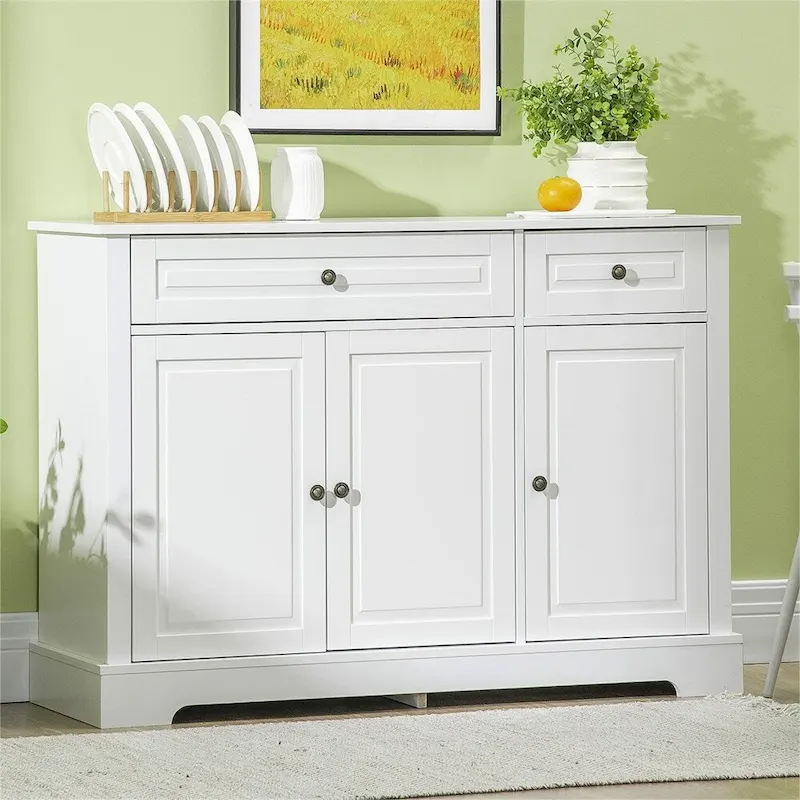 Modern Kitchen Buffet Cabinet with 2 Drawers and Adjustable Shelves