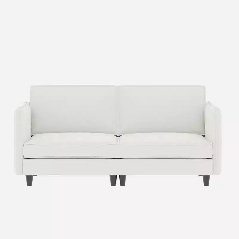 Homy Casa Modern Loveseat Sofa with Slim Armrests and Soft Cushions, for Living Room, Bedroom or Apartment, White