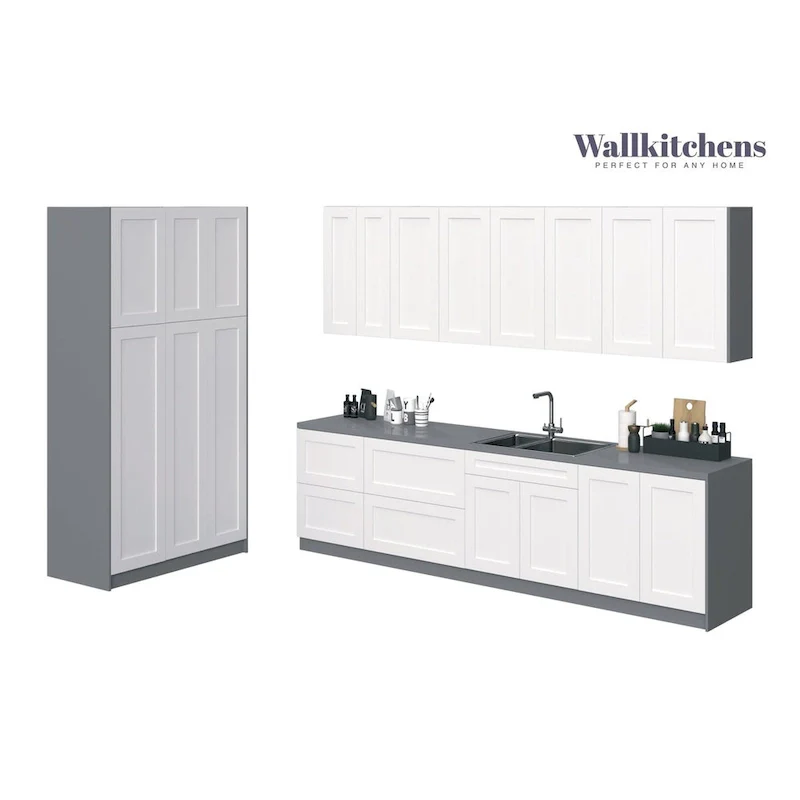White Matte Modern Base Kitchen Set, 10Ft Wide