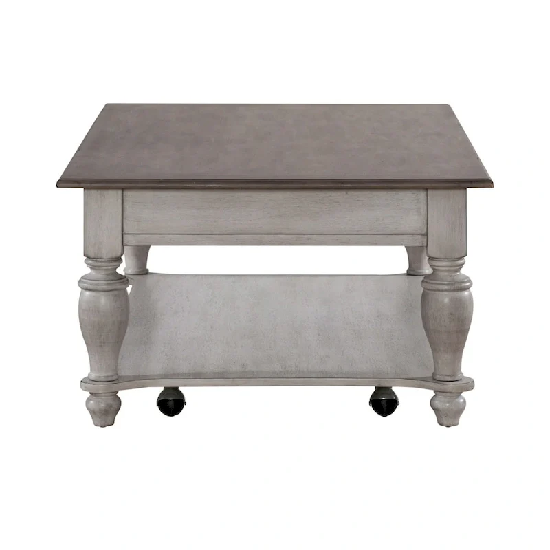 Ocean Isle Antique White & Weathered Pine Rectangular Cocktail Table