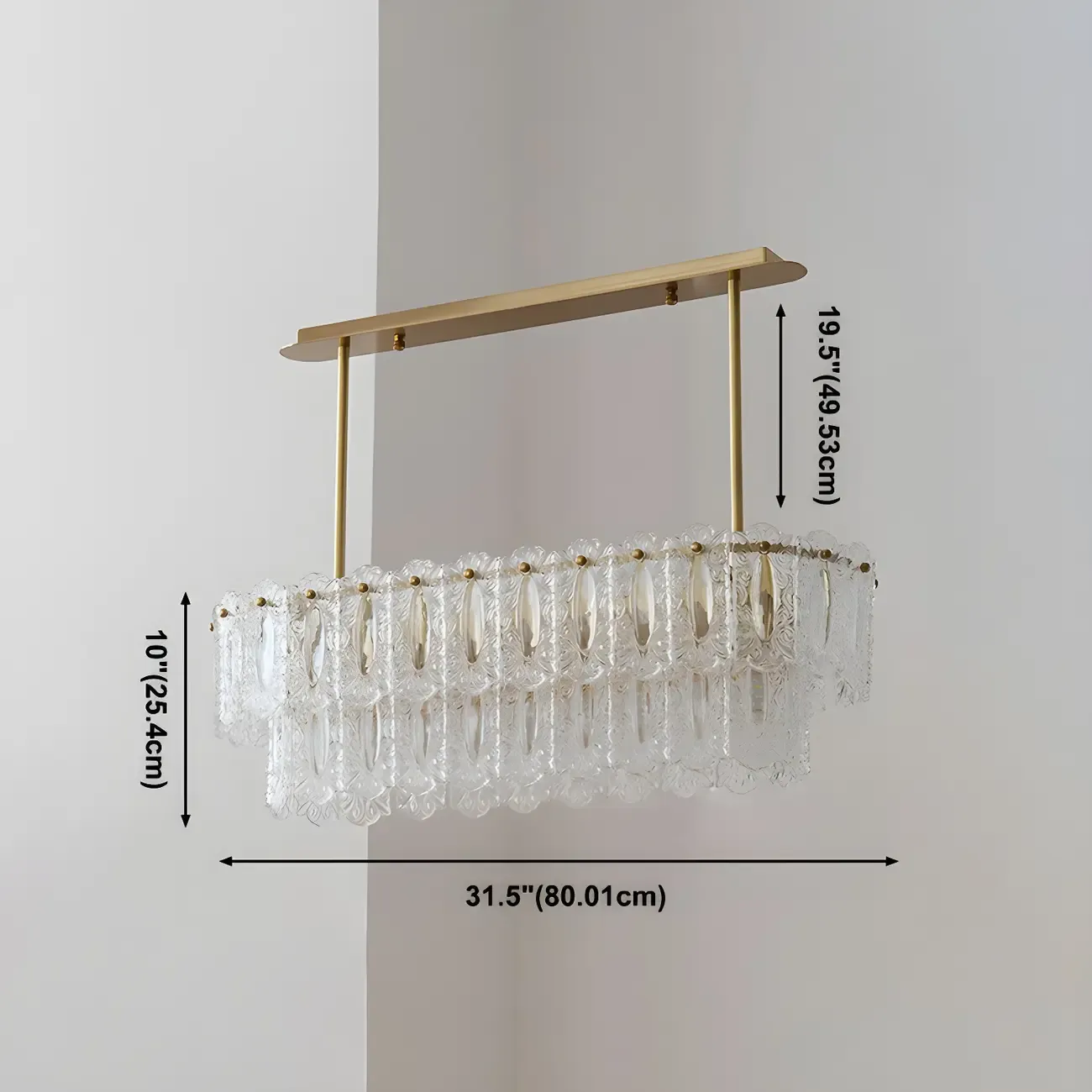 Modern Brass Glass Island Pendant Light Fixture