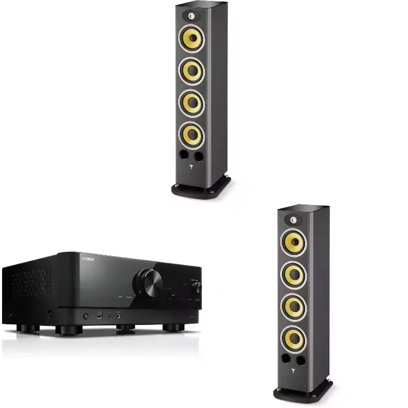 Focal Aria K2 936 Ash Grey (Limited Edition) 3-Way Floorstanding Audiophile Tower Speaker - PAIR, with RX-V4ABL 5.2-Channel AV Receiver with 8K HDM...