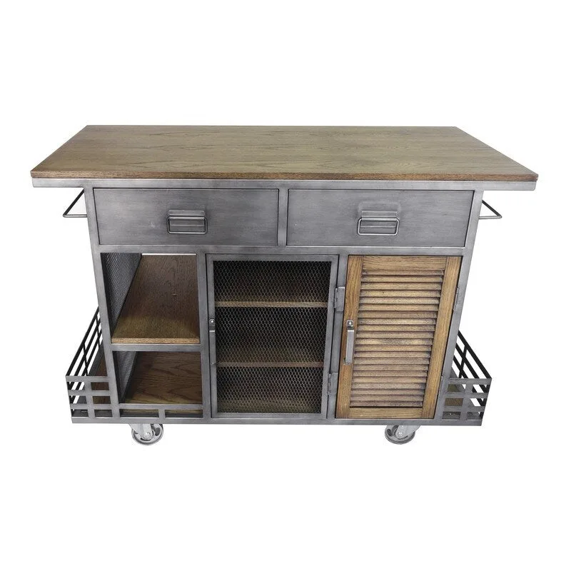 Jaxon Kitchen Island Antiqued Steel - N/A