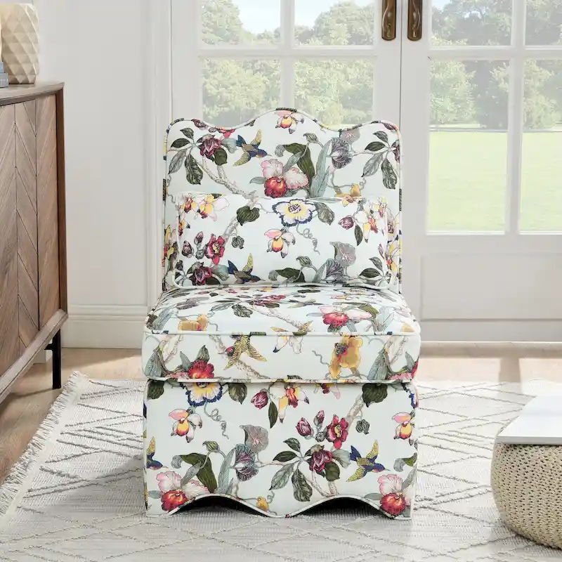 Velvet single dining chair with soft seat cushion