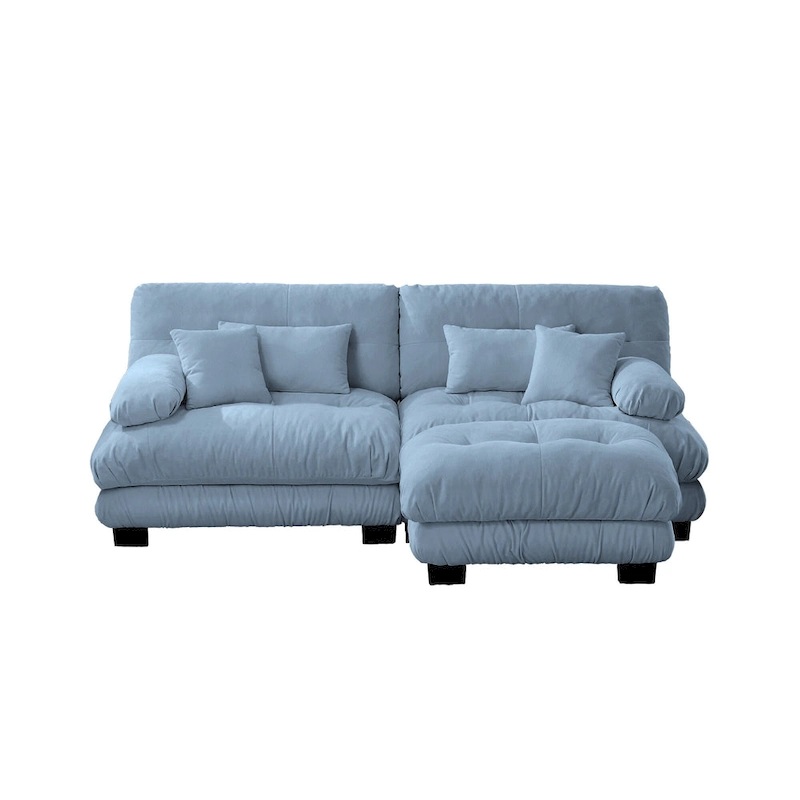 L Shaped Loveseat Sofa Chenille Sectional Couch with Lumbar Pillows