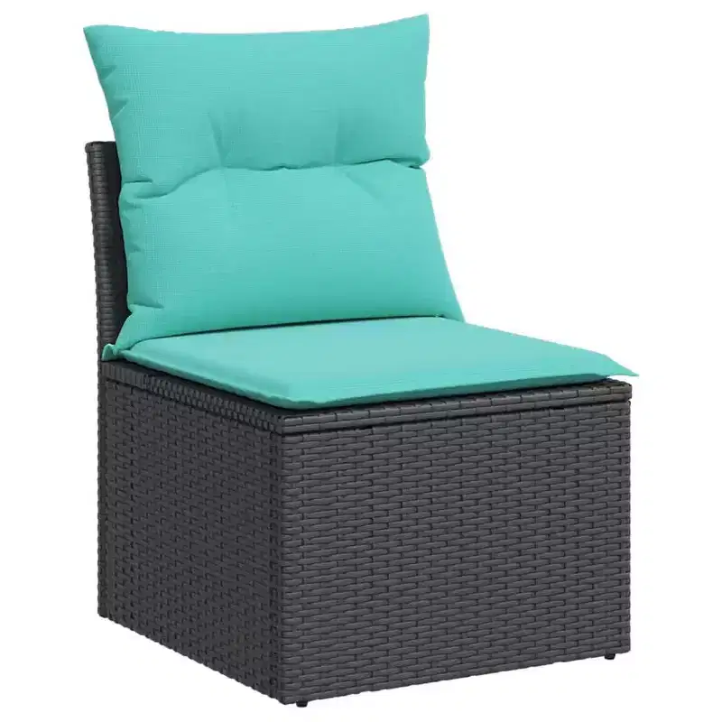 vidaXL Patio Sofa Set Black PE Rattan Large Adjustable Feet