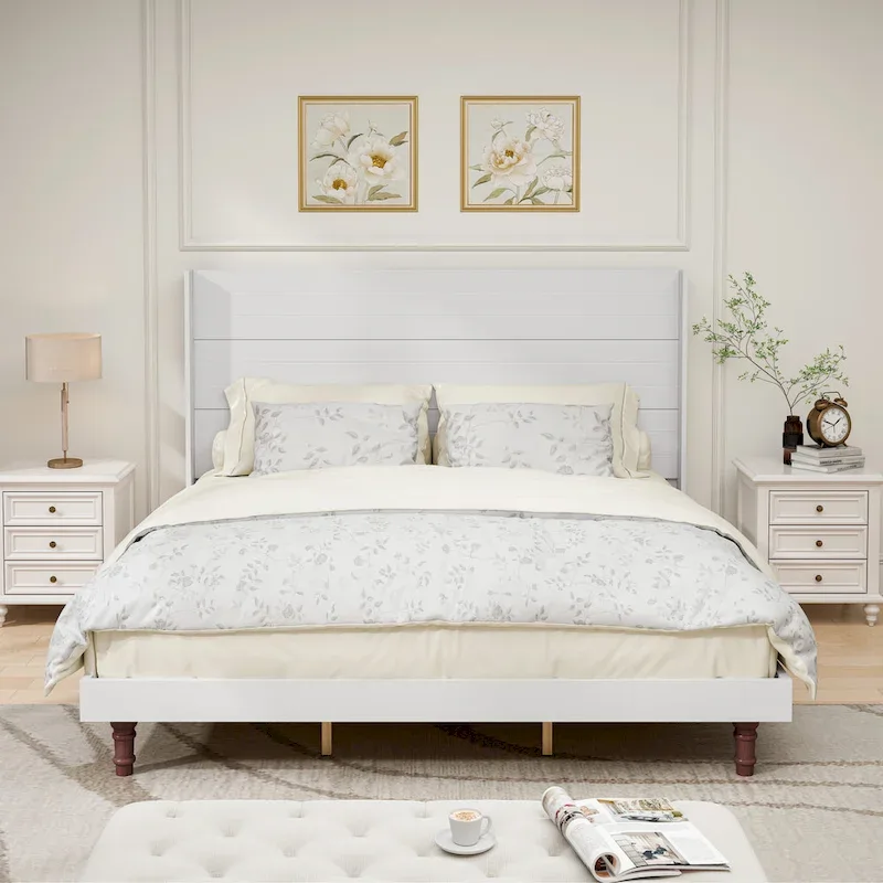 King Size Platform Bed with High Headboard