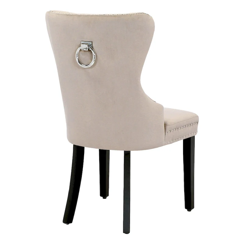 Grandview Tufted Wingback Dining Chair (Set of 4) with Nailhead and Ring Pulls