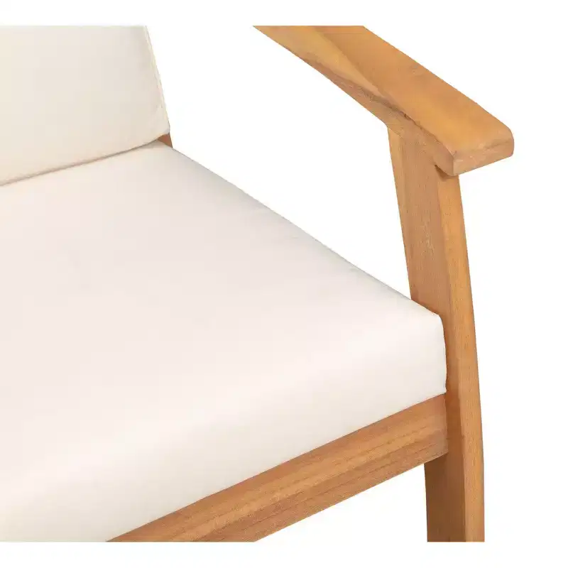 Balkene Home 63342 Lio Wooden Armchair With Cushions Modern & Contemporary Lounge Chair Patio Living Room Study Garden & Outdoors Soft- Brown & White