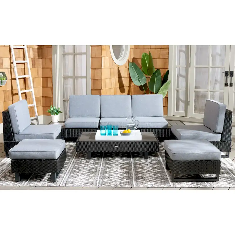 SAFAVIEH Outdoor Ladina 6-Piece Patio Conversation Set - 91Wx26Dx28H