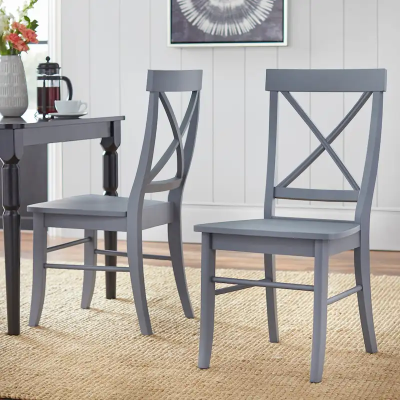 Mid-Century Rubberwood Dining Chair with Faux Leather Seat – Chestnut Wire-Brush