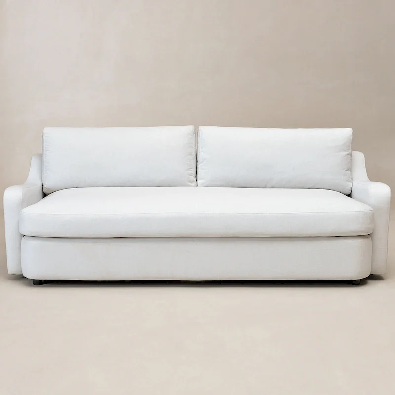 KINWELL 3-Seater Linen Upholstered Deep Seat Sofa with Flippable Cushions, 90 W