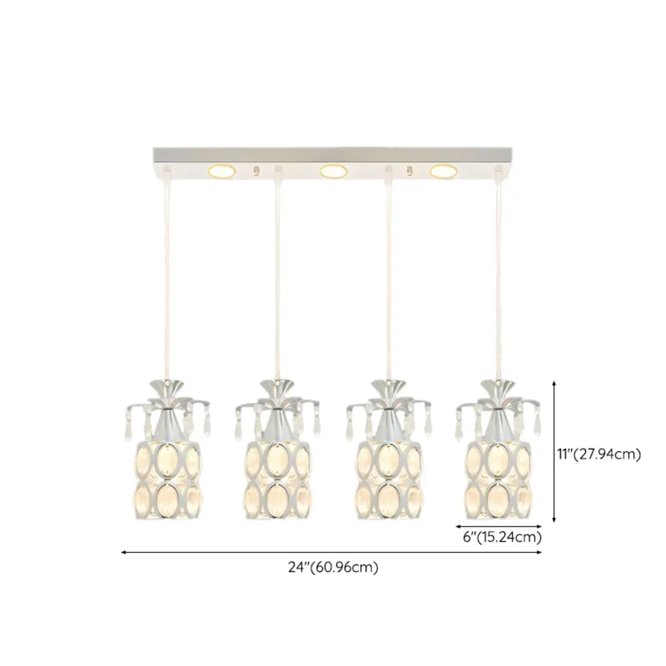 Elegant Cylinder Crystal Kitchen Island Pendant Light with Spotlight
