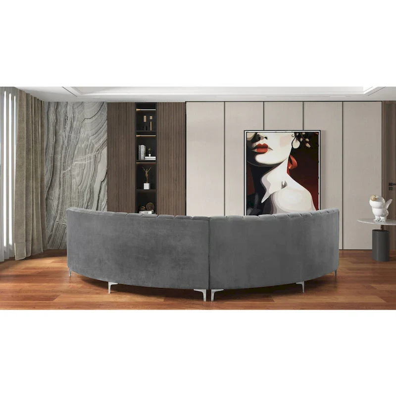 142 Velvet Fabric Curve Sectional Sofa - 142