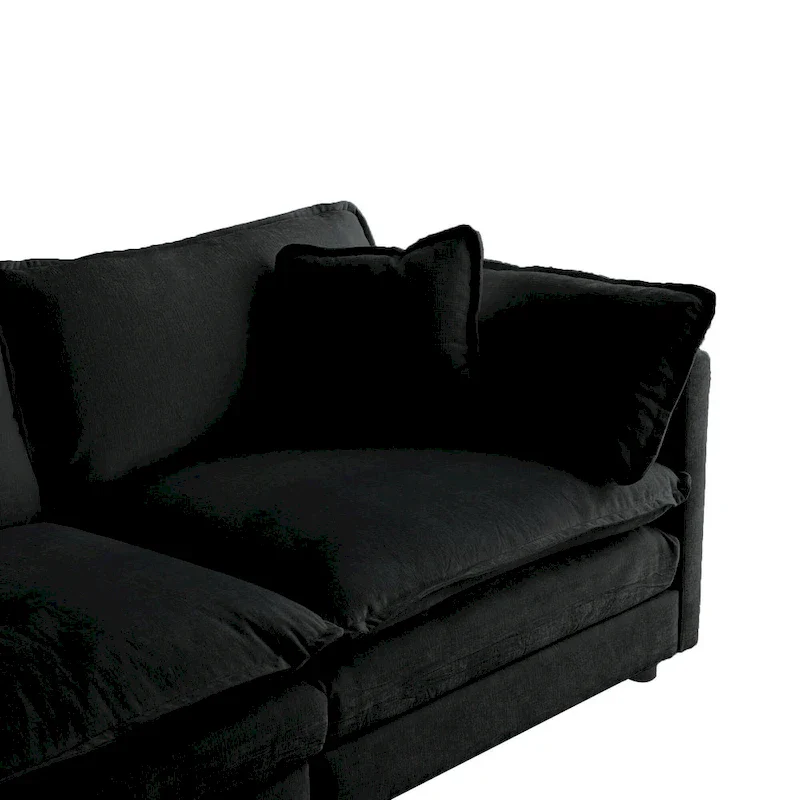 4-Piece Modular Chenille Upholstered Sleeper Sectional Sofa Bed with Ottoman