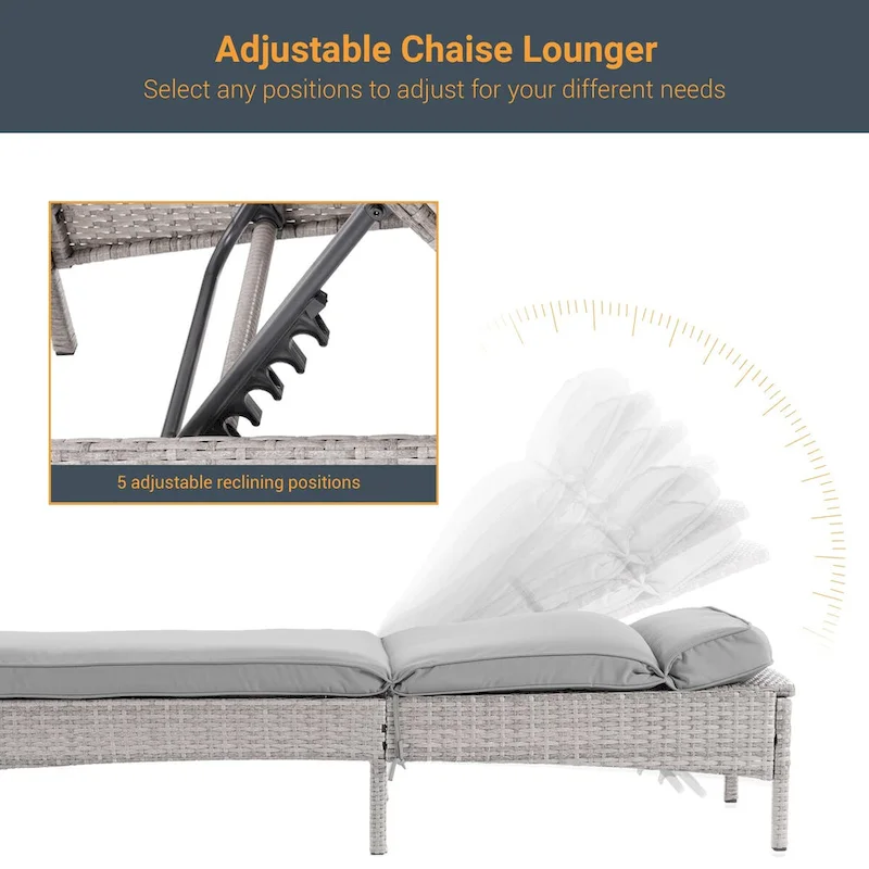 LIVOOSUN Patio Chair Rattan Single Lounge Water-Repellent Cushion