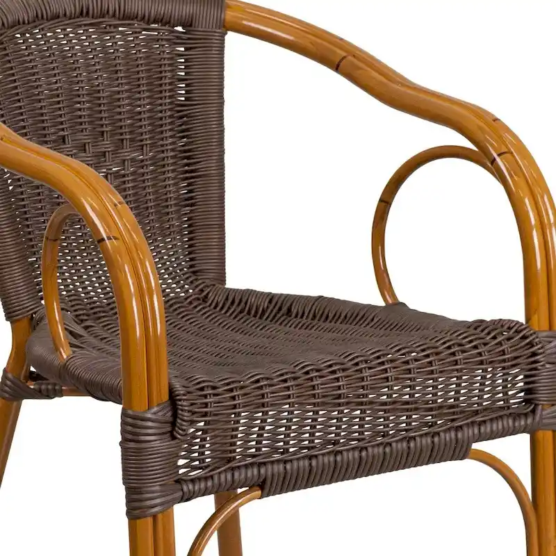 Rattan Bamboo-Aluminum Patio Chairs (Set of 3)