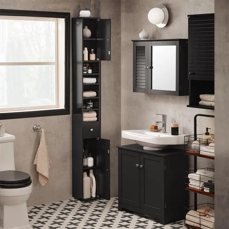 Black Bathroom Tall Cabinet - 7.87 D x 7.87 W x 70.87 H
