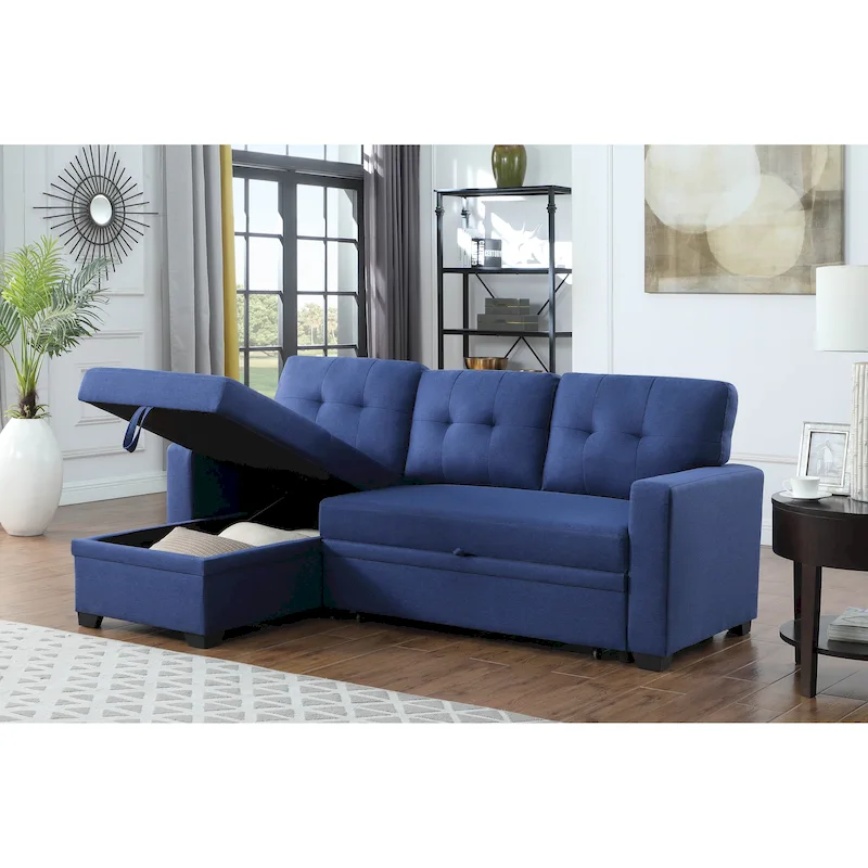 Upholstered Pull out Sectional Sofa with Chaise