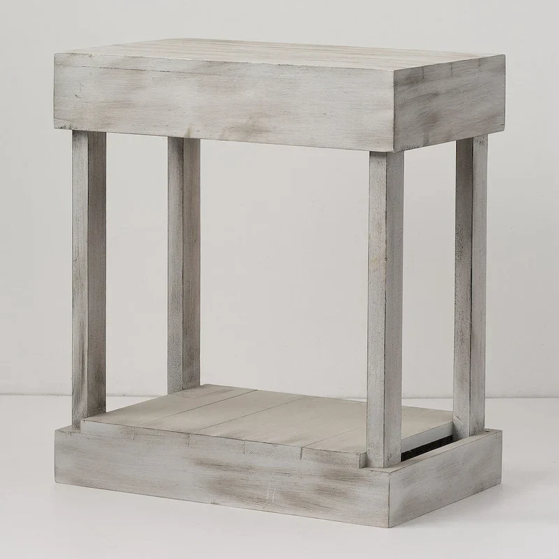 Rustic Farmhouse Solid Wood Accent End Table