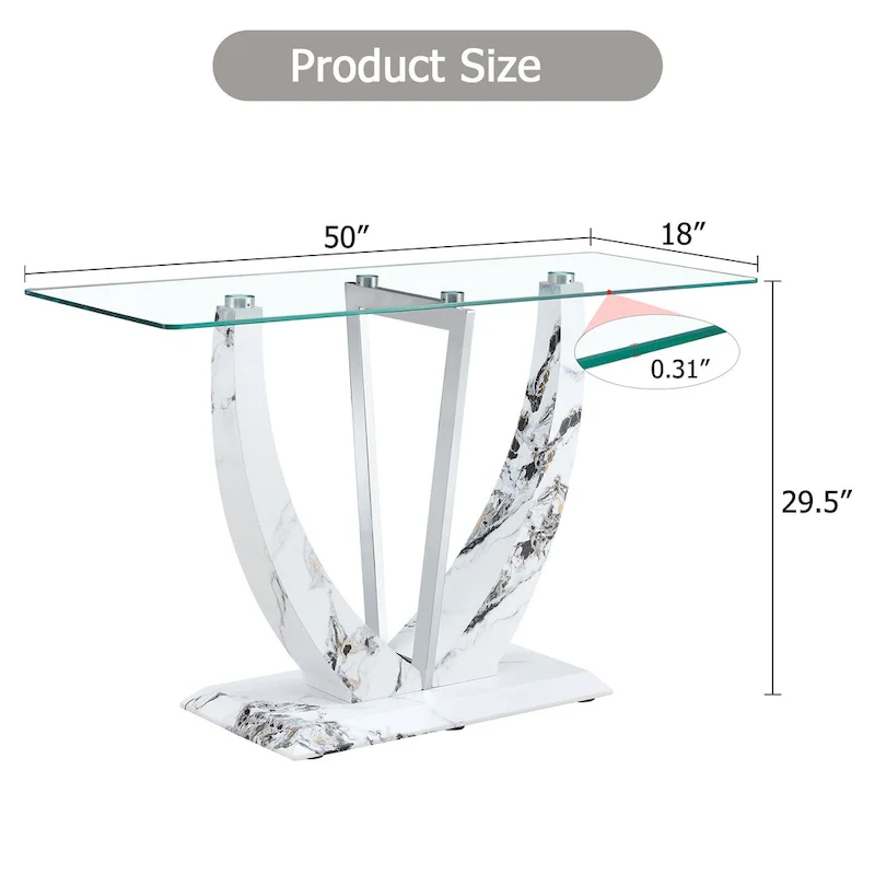 Modern and simple rectangular glass console table