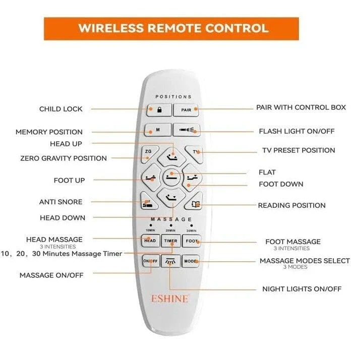 ESHINE Adjustable Bed Frame, with Massage