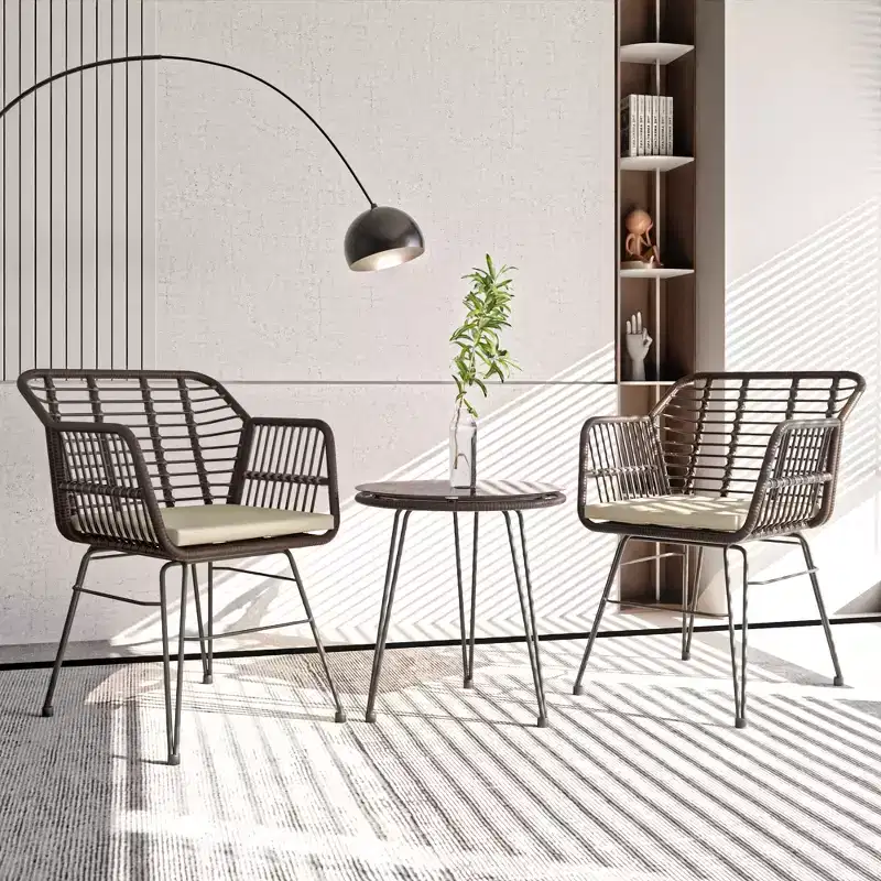 UPTIOT 3 Piece Wicker/rattan Seating Group With Cushions