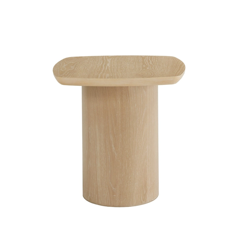 Edo Contemporary Oak-Finished End Table with Sturdy Column Base by iNSPIRE Q Modern