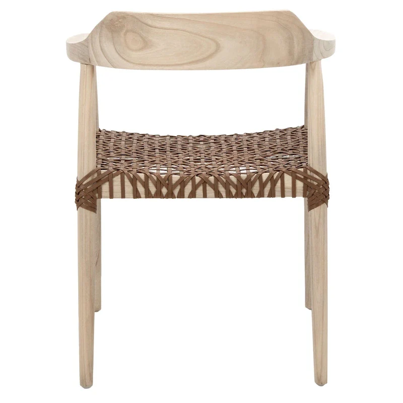 Munro Wanda Woven Leather & Solid Wood Accent Chair (Fully Assembled) - 22  W x 20.5  L x 28.5  H - 22Wx21Dx29H