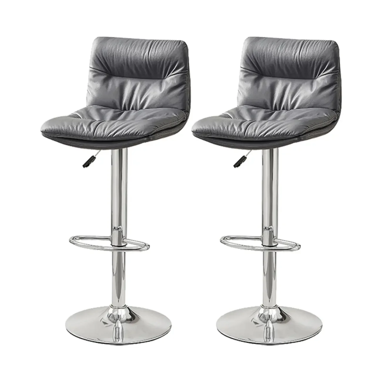 Modern Leather Saddle Swivel Adjustable Bar Stool
