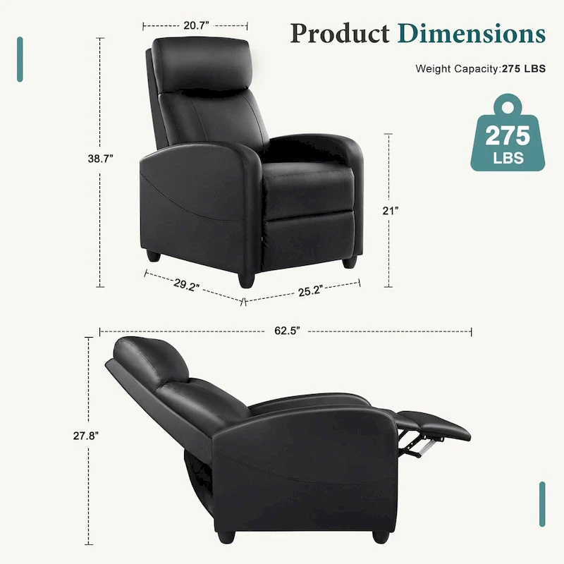 Massage Recliner Push Back Reclining Chair Home Theater Recliner Armchair