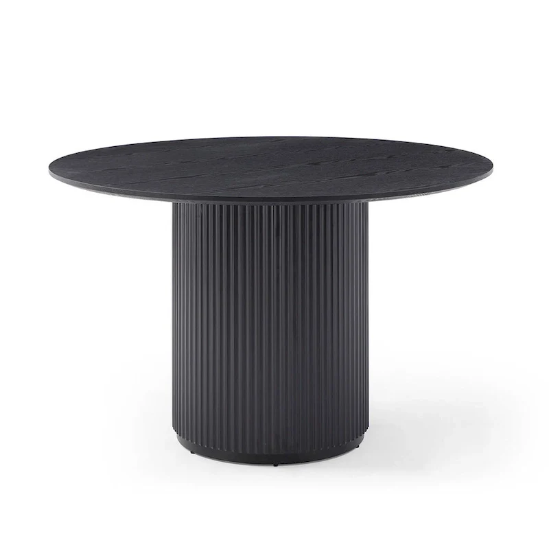 Black Round Dining Table,MDF handcraft Pedestal Dining Room Table