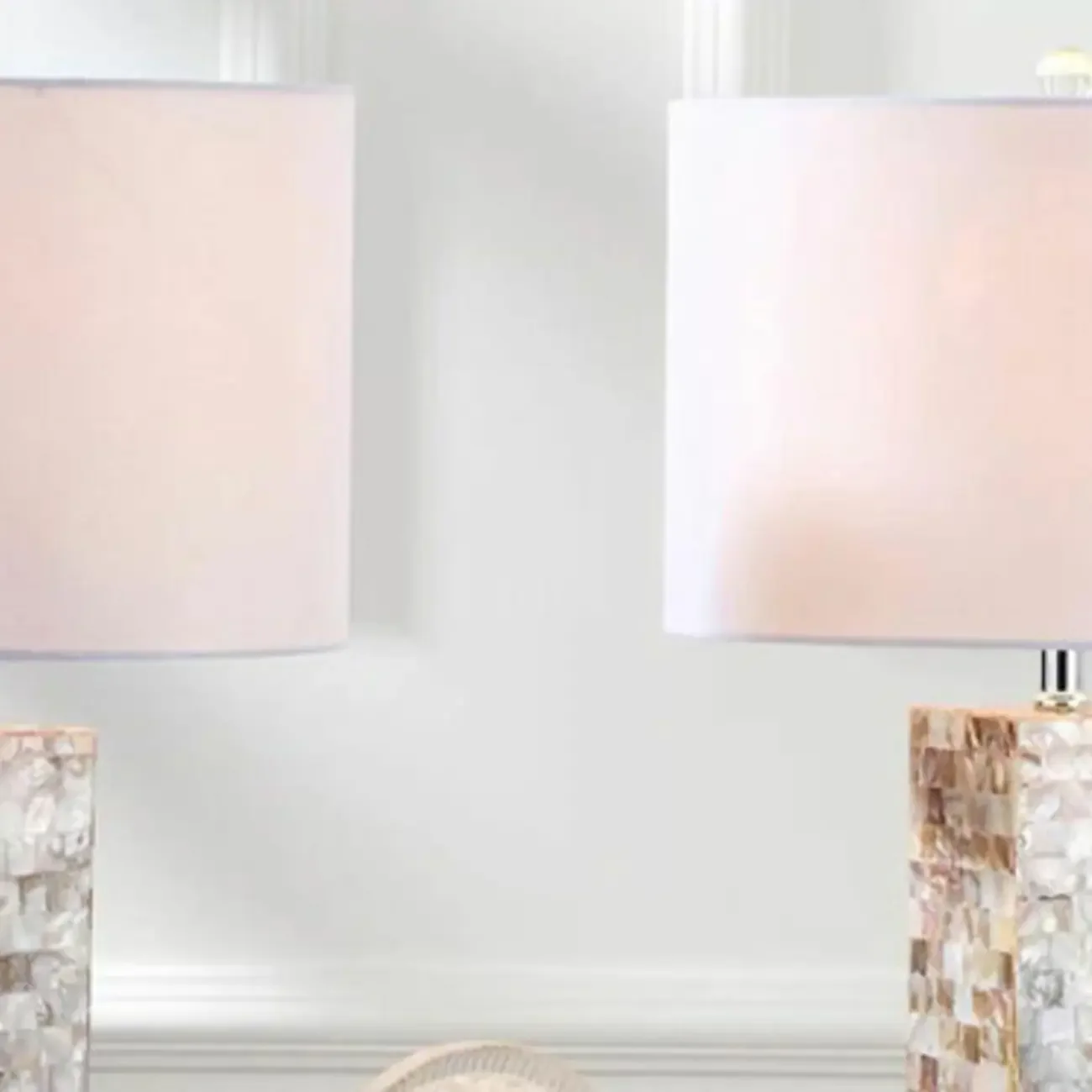 Elegant Shell Base LED Table Lamp with Linen Shade