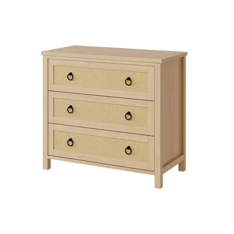 Rattan Dresser for Bedroom, Tall Freestanding Boho Chest of Drawers, Wood Storage Cabinet for Living Room, Closet