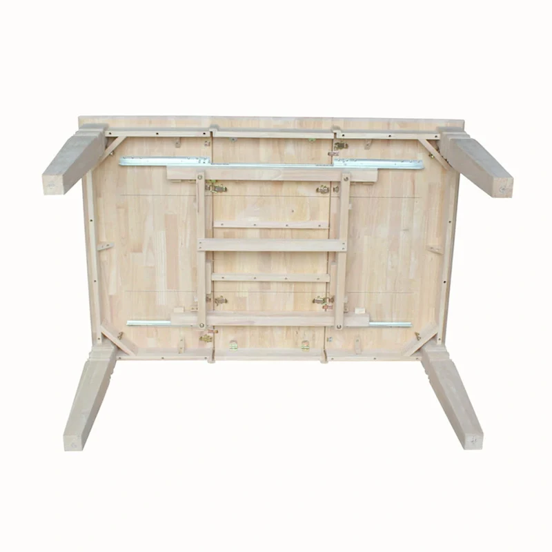 Solid Wood Unfinished Dining Table with Butterfly Leaf – Butcher Block Top, Extends to 58