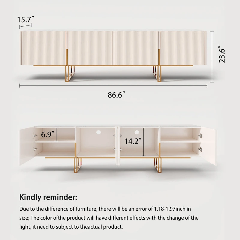 78.7 TV Stand, Entertainment Center with Faux Marble Top